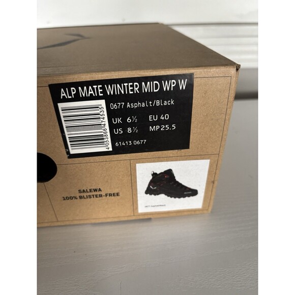 Salewa Alp Mate Winter Mid WP Hiking Boot - Women's Asphalt/Black, Size 8.5 - Picture 7 of 7